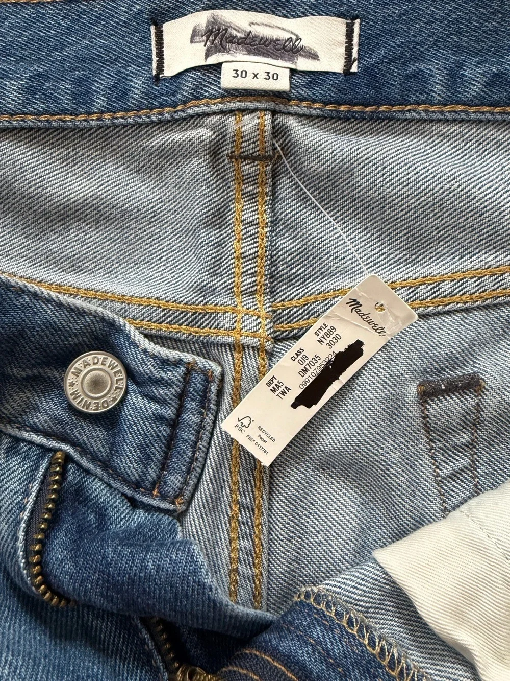 Madewell Men’s The 1991 Loose Straight Jean Size 30x30 NEW Rigid Blue